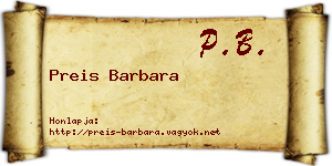 Preis Barbara névjegykártya